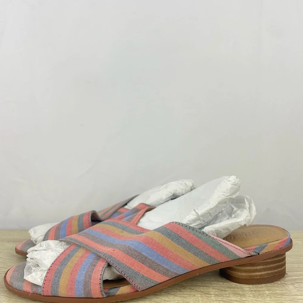 Madewell The Ruthie Crisscross Mule Sandals in Rainbow Stripe Womens Size 7.5 - Picture 3 of 10